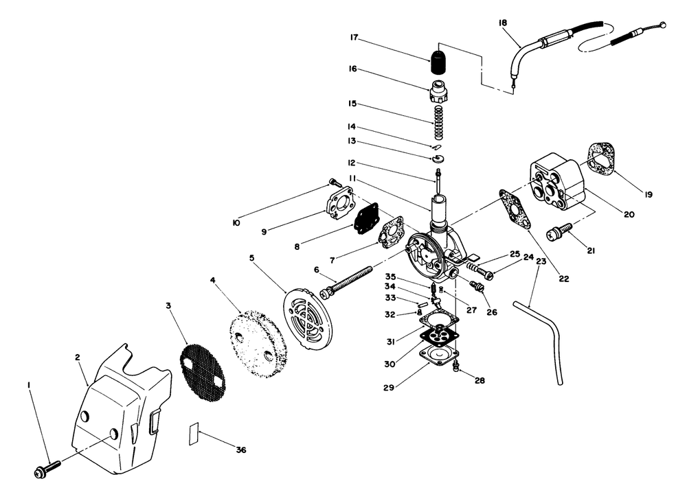 Carburetor & Air Cleaner Assembly Diagram and Parts List for 7000001 - 7999999 Toro Trimmer