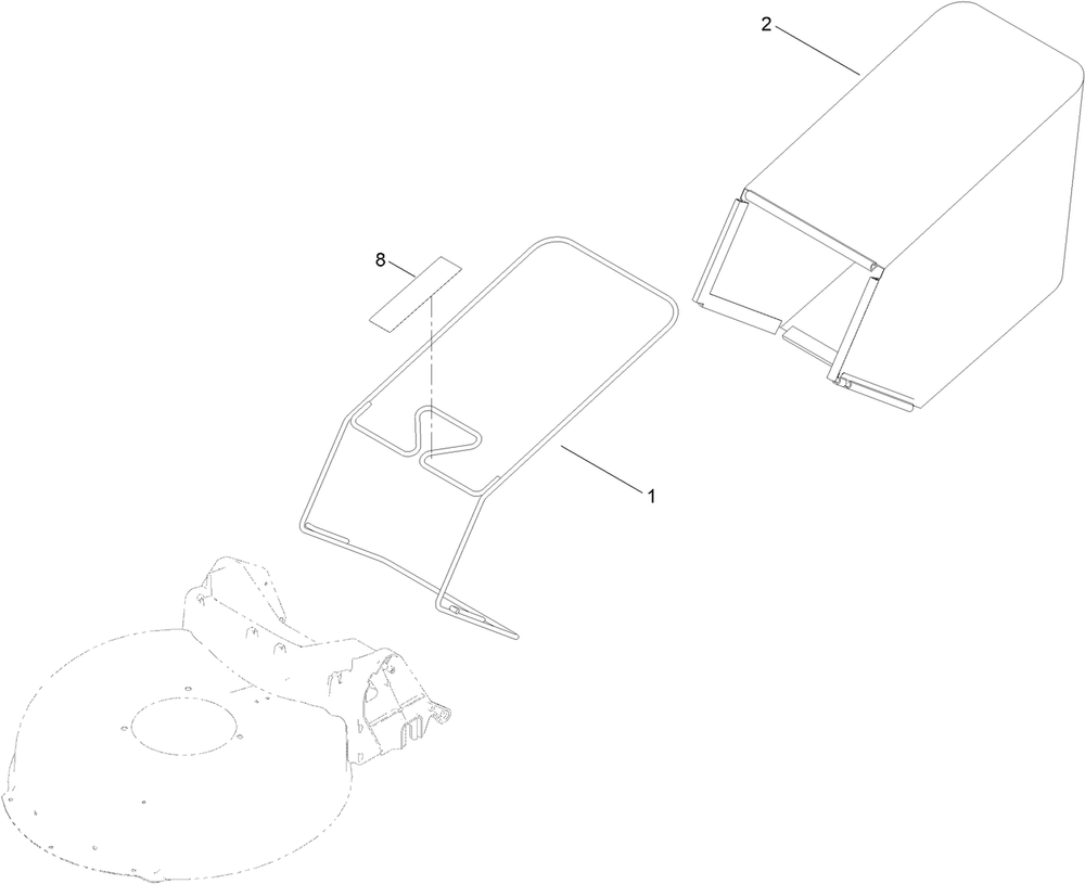 Frame And Bag Assembly Diagram and Parts List for 411700000 - 412246471 Toro Lawn Mower