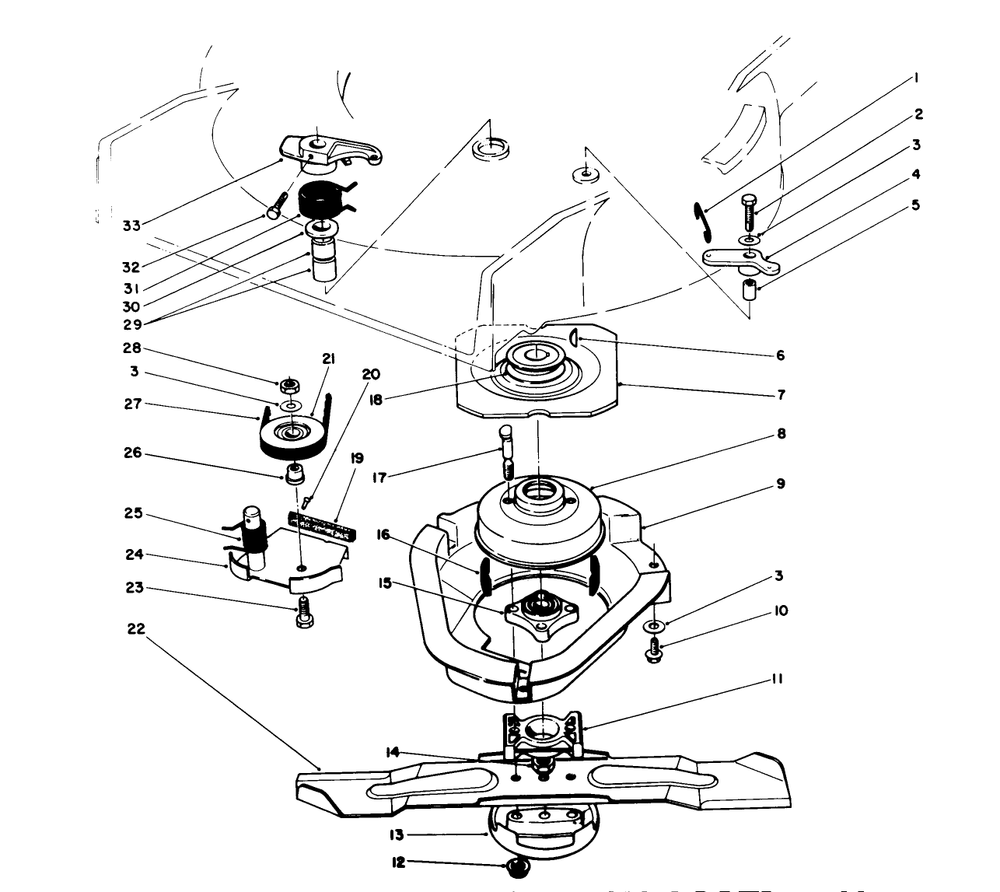 Blade Brake Clutch Assembly Diagram and Parts List for 0000001 - 0999999 Toro Lawn Mower