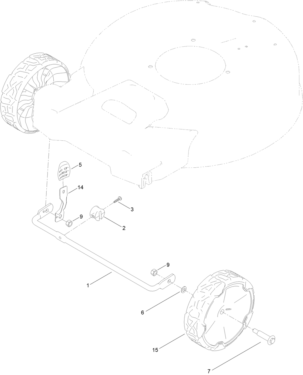Front Wheel And Height-Of-Cut Assembly Diagram and Parts List for 400000000 - 999999999 Toro Lawn Mower