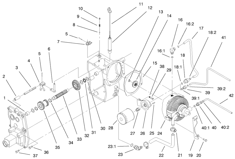 Hydro Trans Axle Assembly (Continued) Diagram and Parts List for 8900001 - 8999999 Toro Lawn Tractor