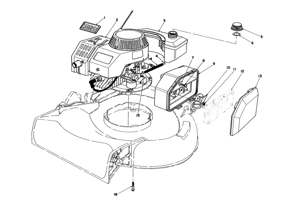 Engine Assembly Diagram and Parts List for 4000001 - 4999999 Toro Lawn Mower
