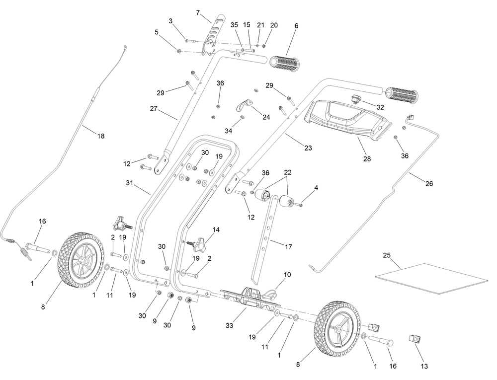 Handles And Controls Assembly Diagram and Parts List for 322006941 - 322999999 Toro Tiller