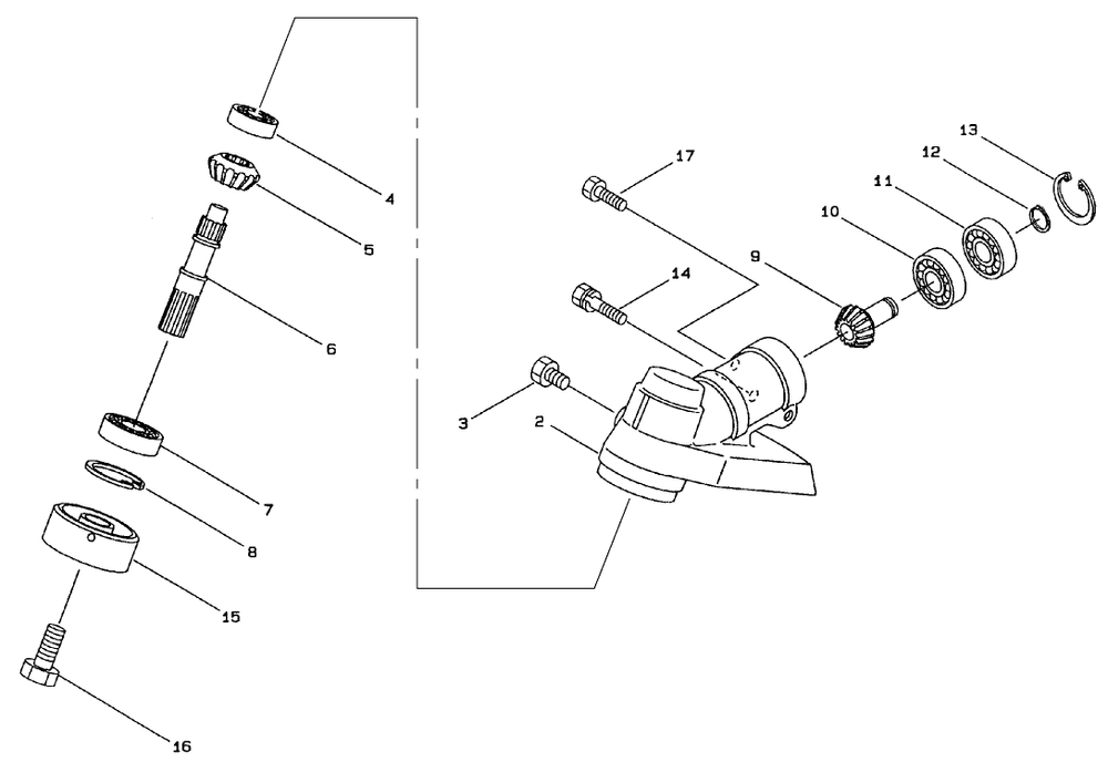 Gearcase Assembly Diagram and Parts List for 53002 895001 - 899999 Toro Trimmer