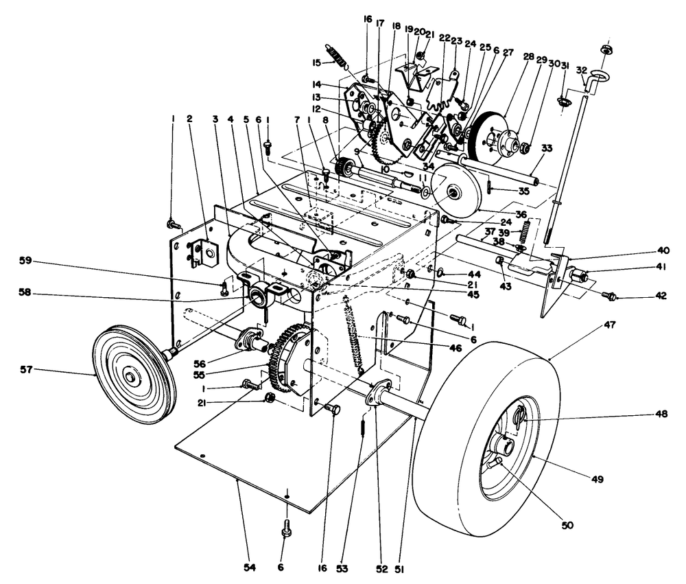 Traction Assembly Diagram and Parts List for 8000001 - 8999999 Toro Snow Blower