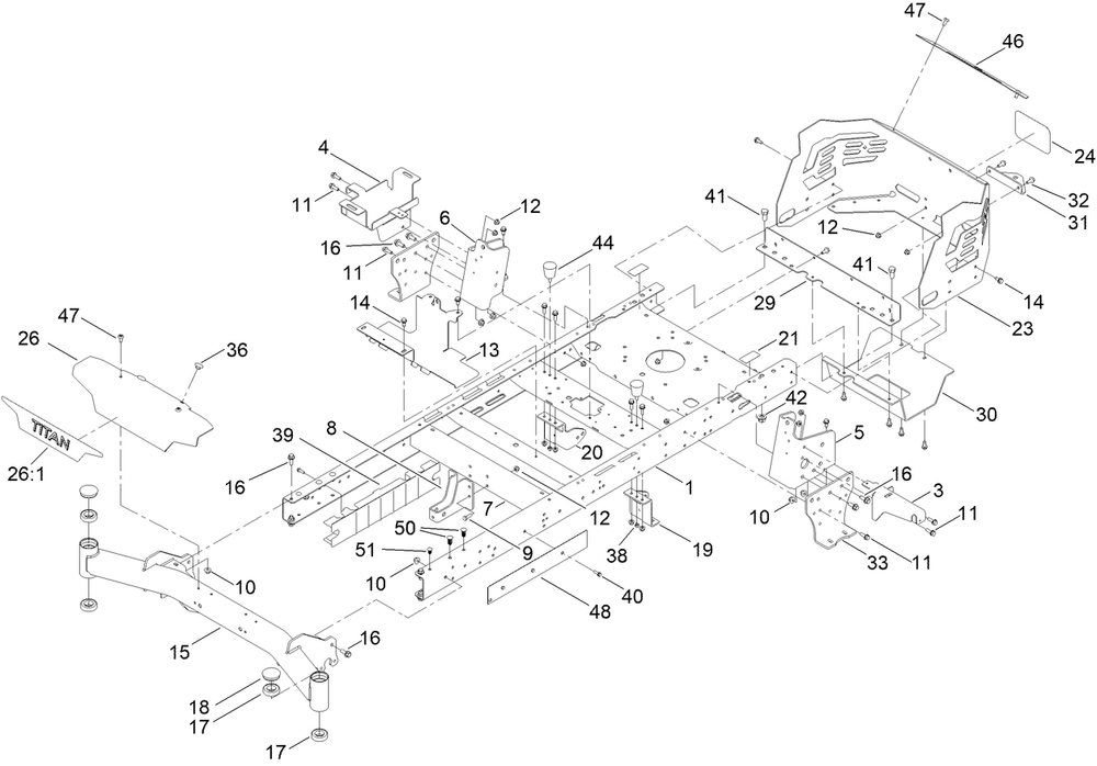 Frame Assembly Diagram and Parts List for 411560573 - 412999999 Toro Lawn Tractor