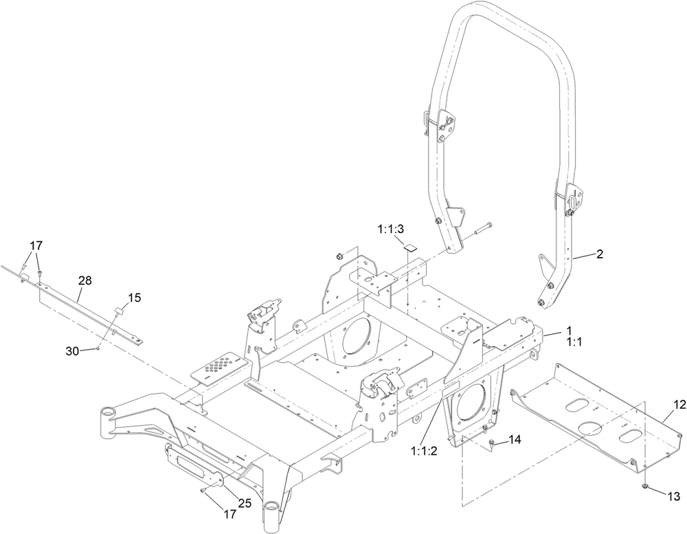 Frame Assembly Diagram and Parts List for 416414584 - 417299999 Toro Lawn Tractor