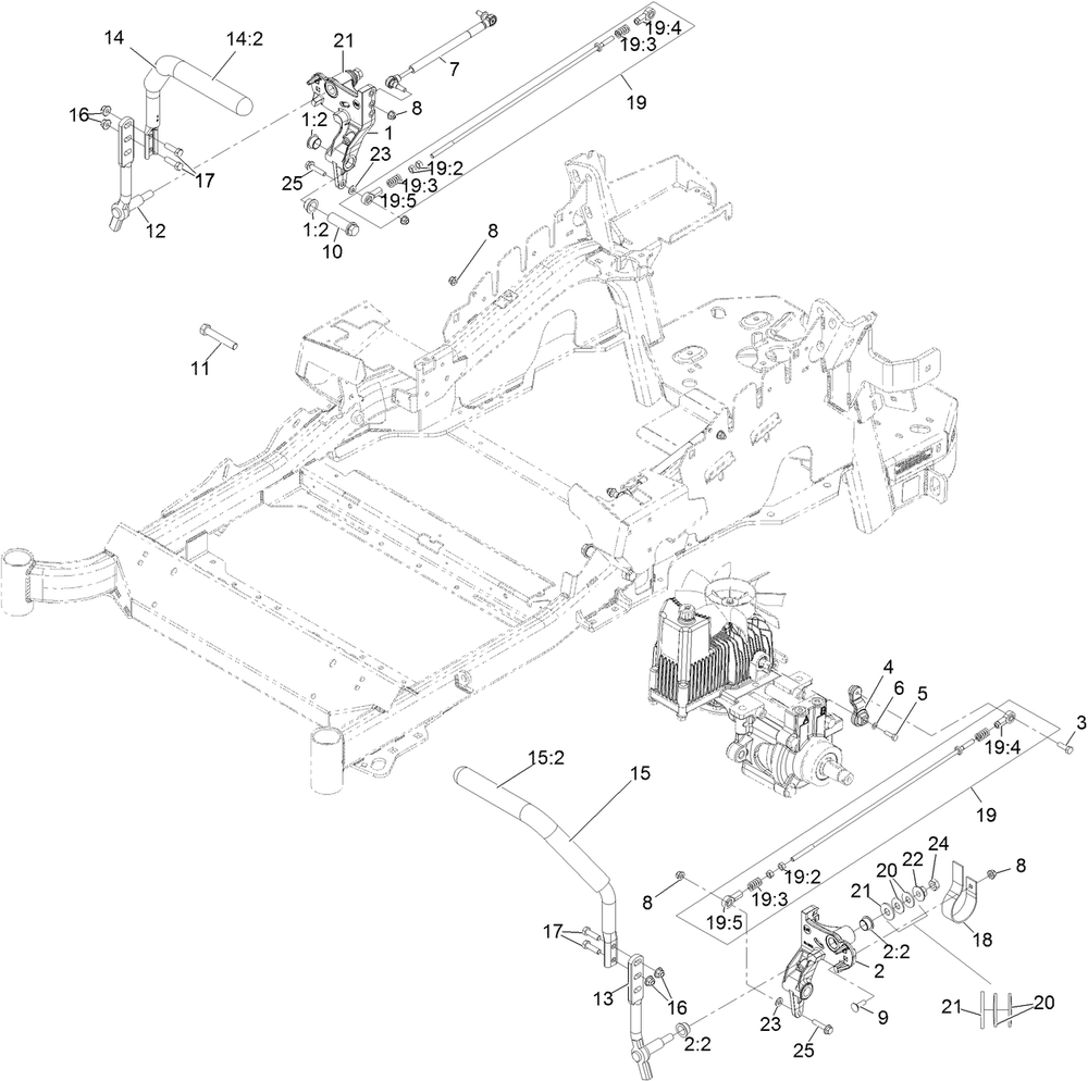 Motion Control Assembly Diagram and Parts List for 406397859-999999999 Toro Lawn Mower