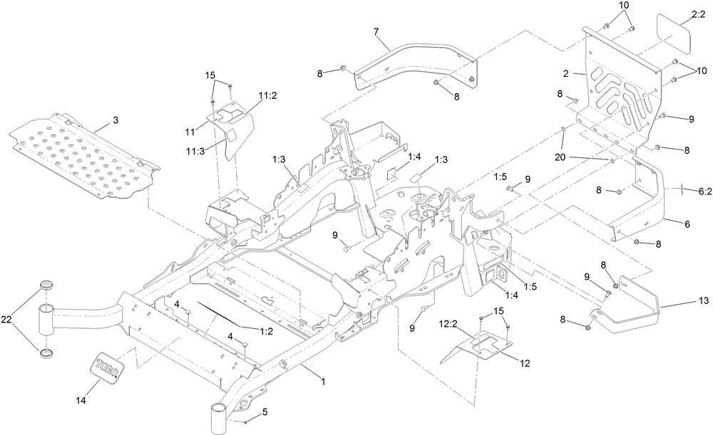 Frame Assembly Diagram and Parts List for 406397843-999999999 Toro Lawn Mower