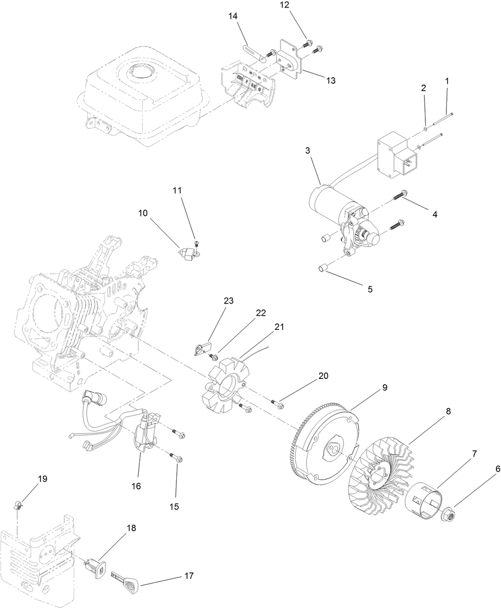 Ignition And Electrical Assembly Diagram and Parts List for 413000000 - 414399999 Toro Snow Blower