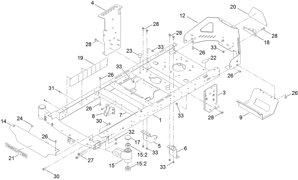 Frame Assembly Diagram and Parts List for 411000000 - 411699999 Toro Lawn Tractor