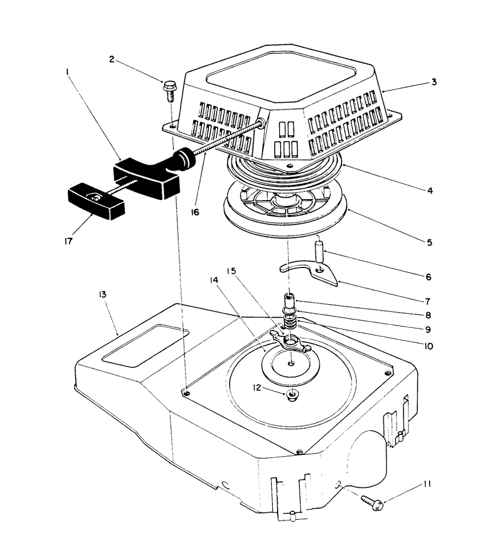Recoil Assembly (Engine Model No. Vmk9-2) Diagram and Parts List for 0003101 - 0999999 Toro Lawn Mower