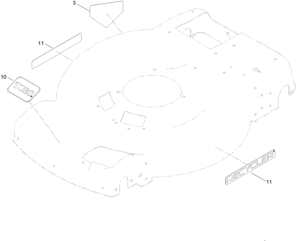 Decal Assembly Diagram and Parts List for 411998892 - 999999999 Toro Lawn Mower