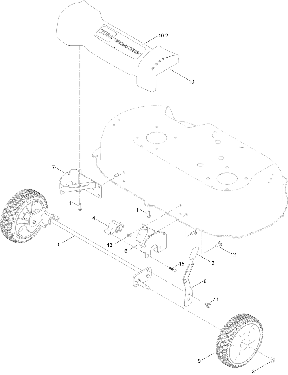 Front Wheel And Height-Of-Cut Assembly Diagram and Parts List for 411000000 - 411743170 Toro Lawn Mower