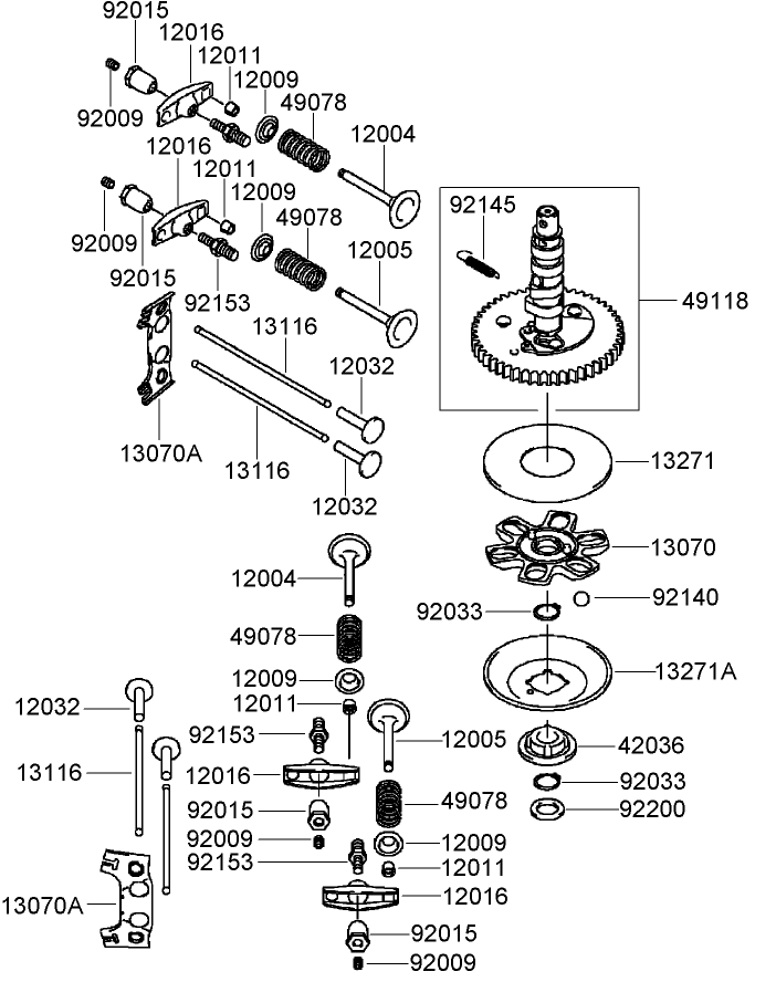 Valve And Camshaft Assembly Diagram and Parts List for (290000001-290999999)(2009) Toro Lawn Mower
