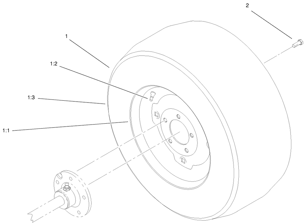 Wheel Assembly Diagram and Parts List for 8900001 - 8999999 Toro Lawn Tractor