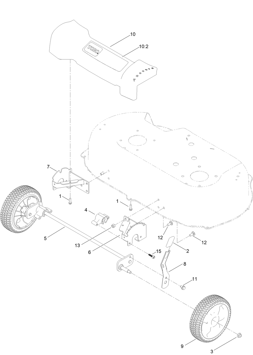 Front Wheel And Height-Of-Cut Assembly Diagram and Parts List for 413000000 - 414514168 Toro Lawn Mower