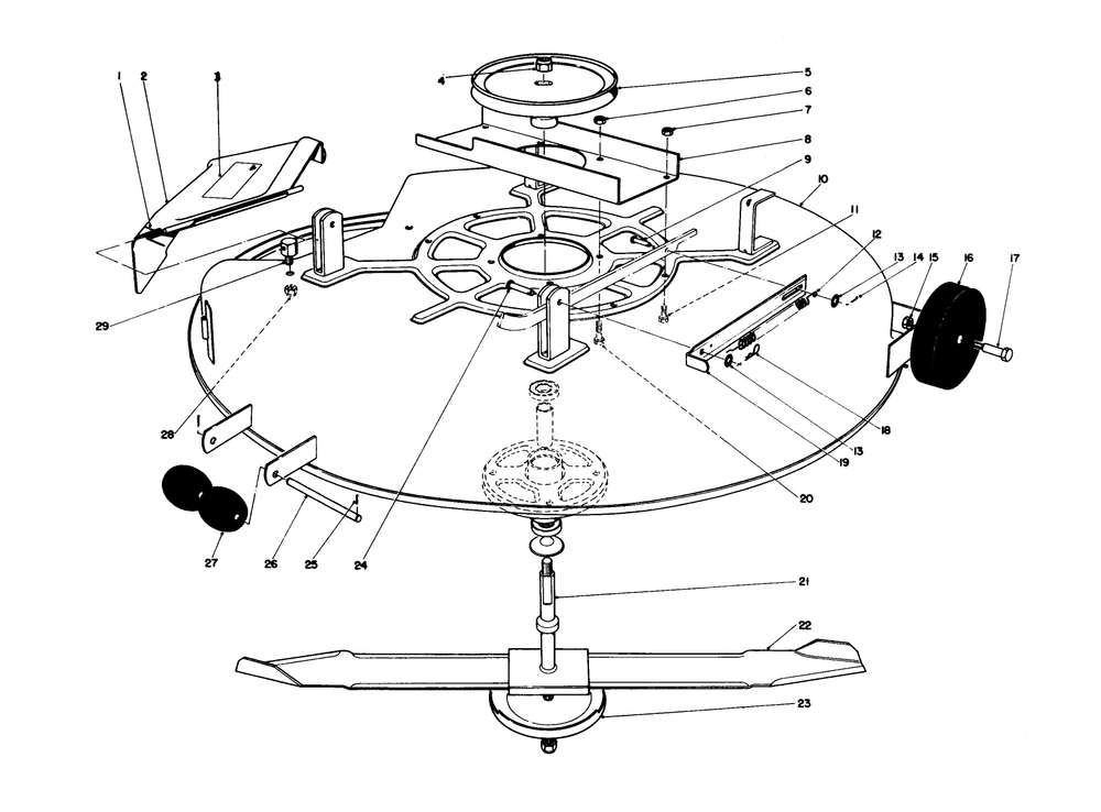 Cutting Deck Diagram and Parts List for 7000001 - 7999999 Toro Lawn Tractor