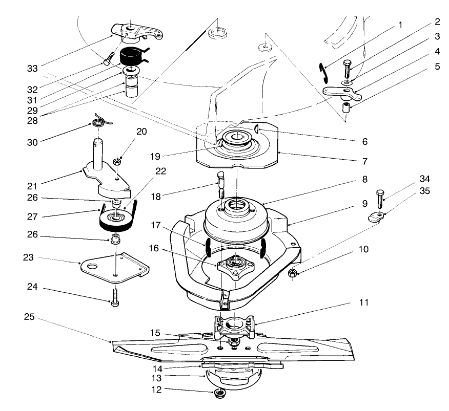 Blade Brake Clutch Assembly Diagram and Parts List for 8900001 - 8999999 Toro Lawn Mower