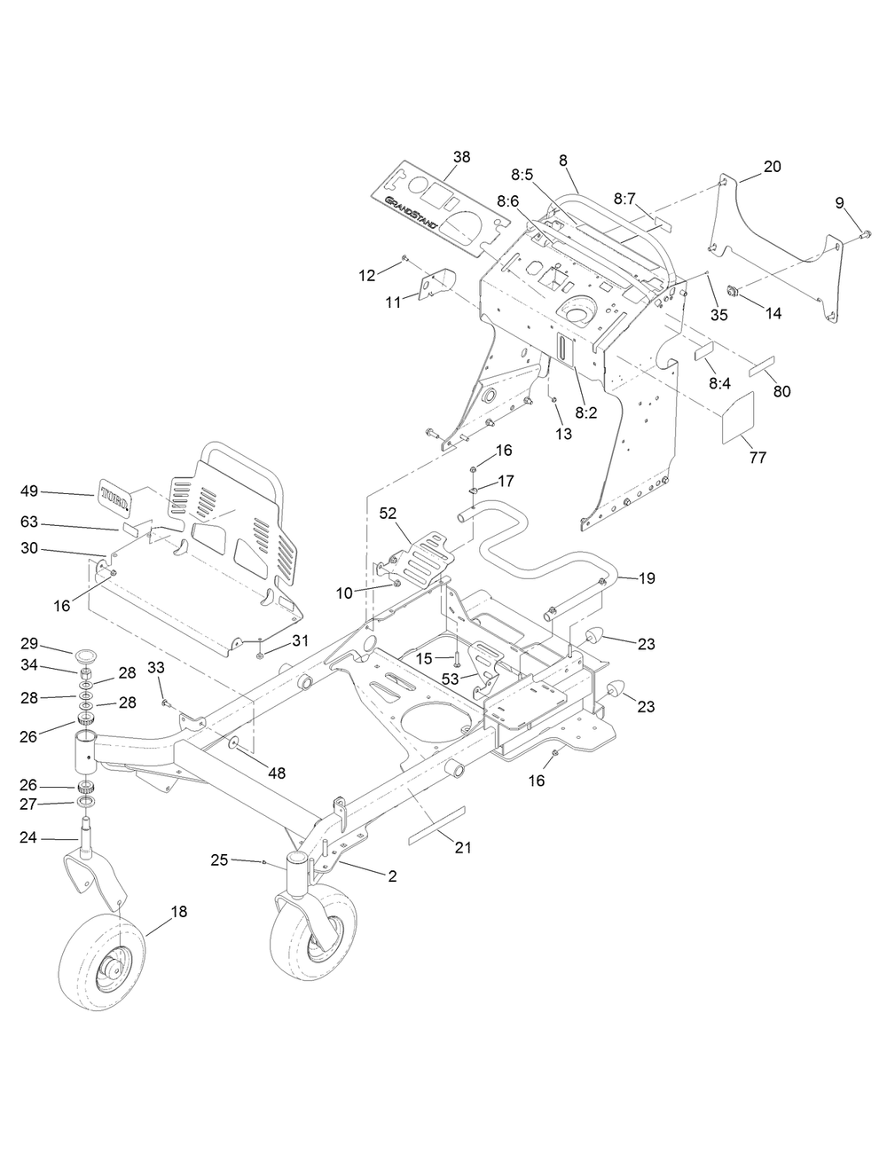 Frame Assembly Diagram and Parts List for 403260000-404314199 Toro Lawn Mower