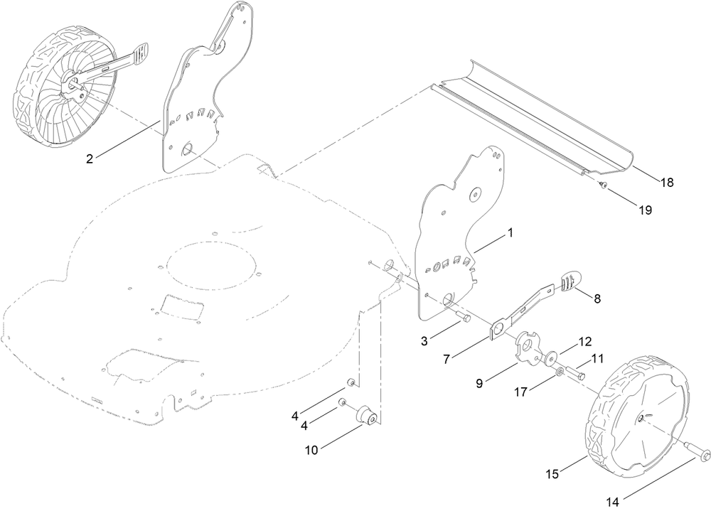 Rear Wheel And Height-Of-Cut Assembly Diagram and Parts List for 411871745 - 411998891 Toro Lawn Mower