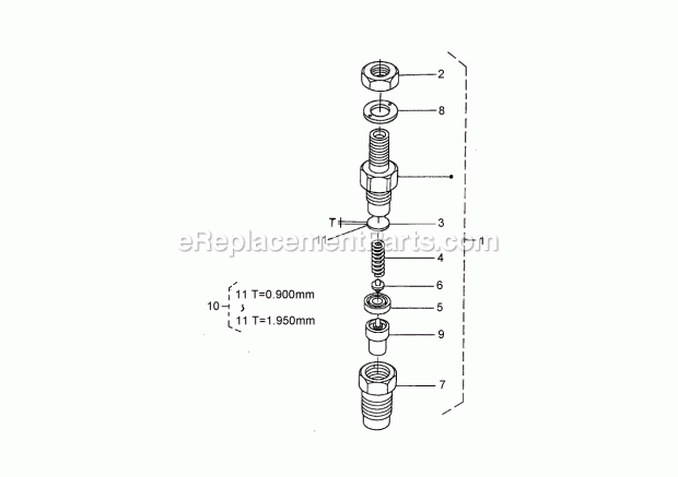 Nozzle Holder Assembly Diagram and Parts List for 260000001-260999999 Toro Lawn Mower