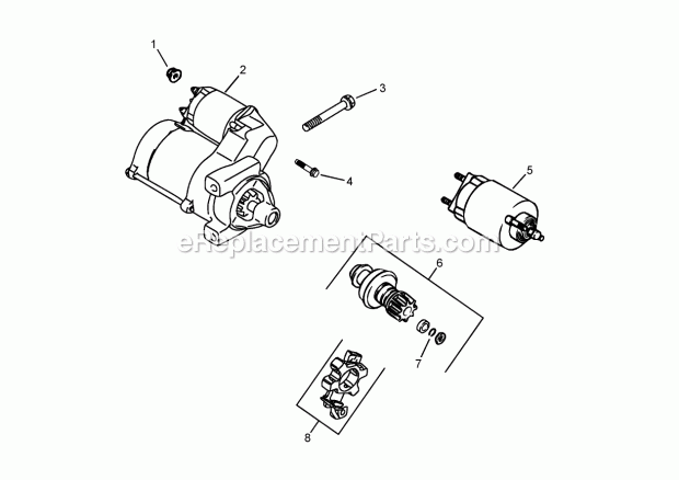 Starting System Assembly Kohler Ch23s 76584 Diagram and Parts List for 250000001-250999999 Toro Lawn Mower