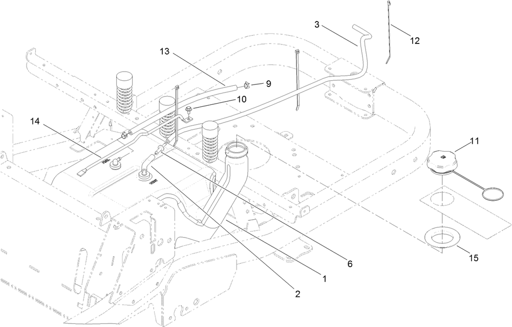 Fuel Delivery Assembly Diagram and Parts List for 315000001 - 315999999 Toro Lawn Tractor