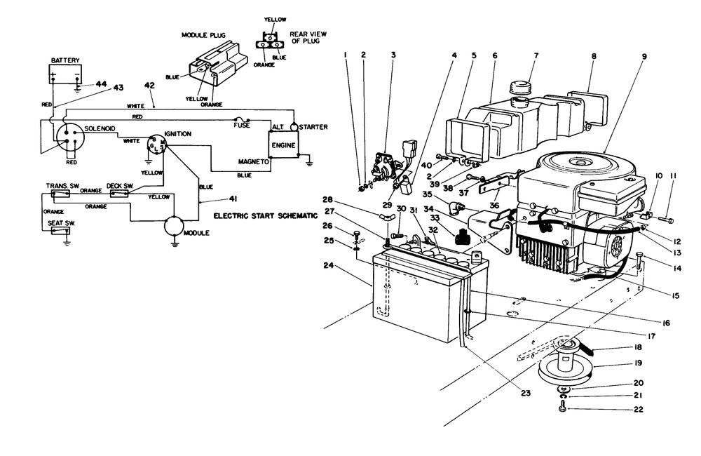Engine Assembly Diagram and Parts List for 6000001 - 6999999 Toro Lawn Tractor