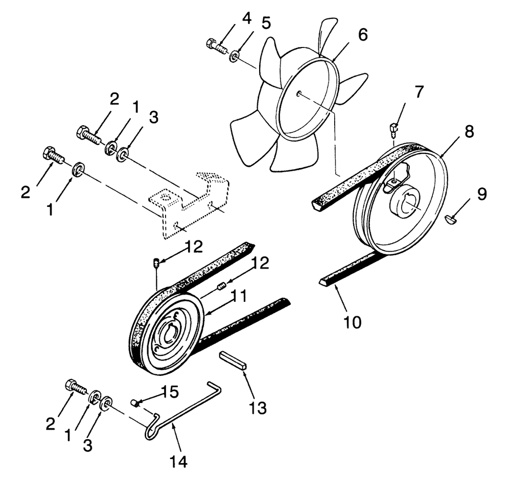 Drive Belt And Pulleys Diagram and Parts List for 3900001 - 3999999 Toro Lawn Tractor