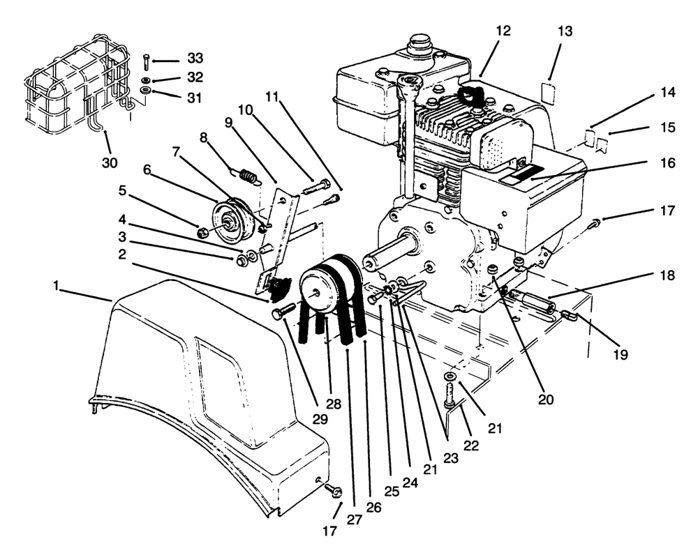 Engine Assembly Diagram and Parts List for 6900001 - 6999999 Toro Snow Blower