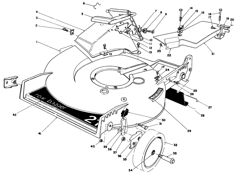 Housing Assembly Diagram and Parts List for 4000001 - 4999999 Toro Lawn Mower