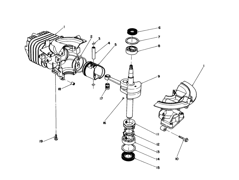 Short Block Assembly (Engine Model No. 47pm1-4) Diagram and Parts List for 3900001 - 3999999 Toro Snow Blower