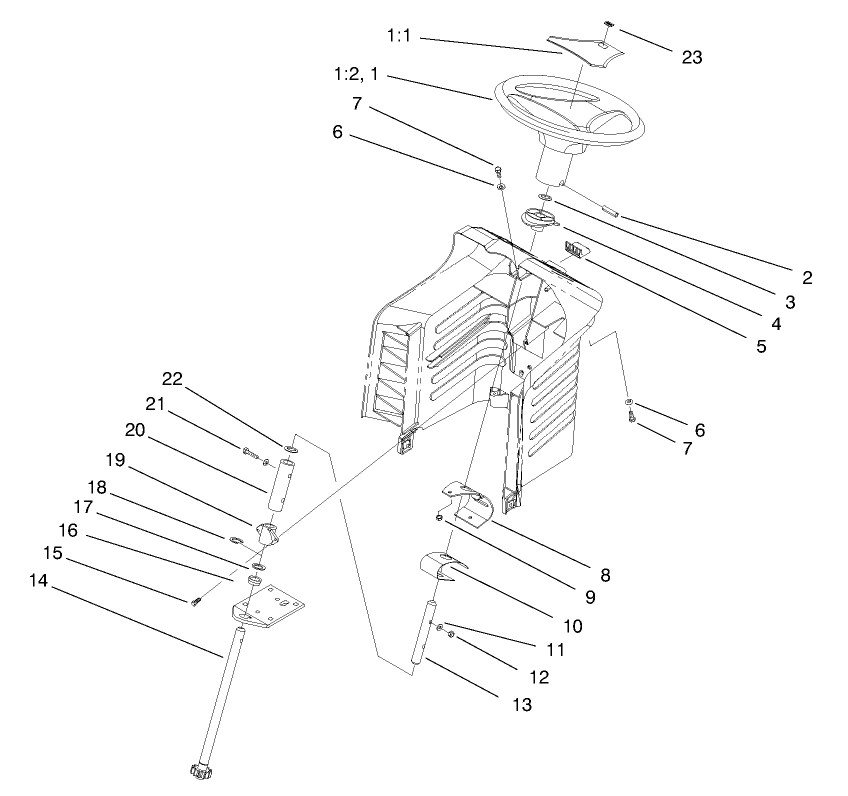 Steering Assembly Diagram and Parts List for 8900001 - 8999999 Toro Lawn Tractor