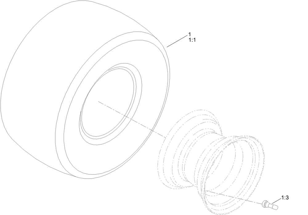 Rear Tire Assembly Diagram and Parts List for 411000000 - 412659999 Toro Lawn Tractor