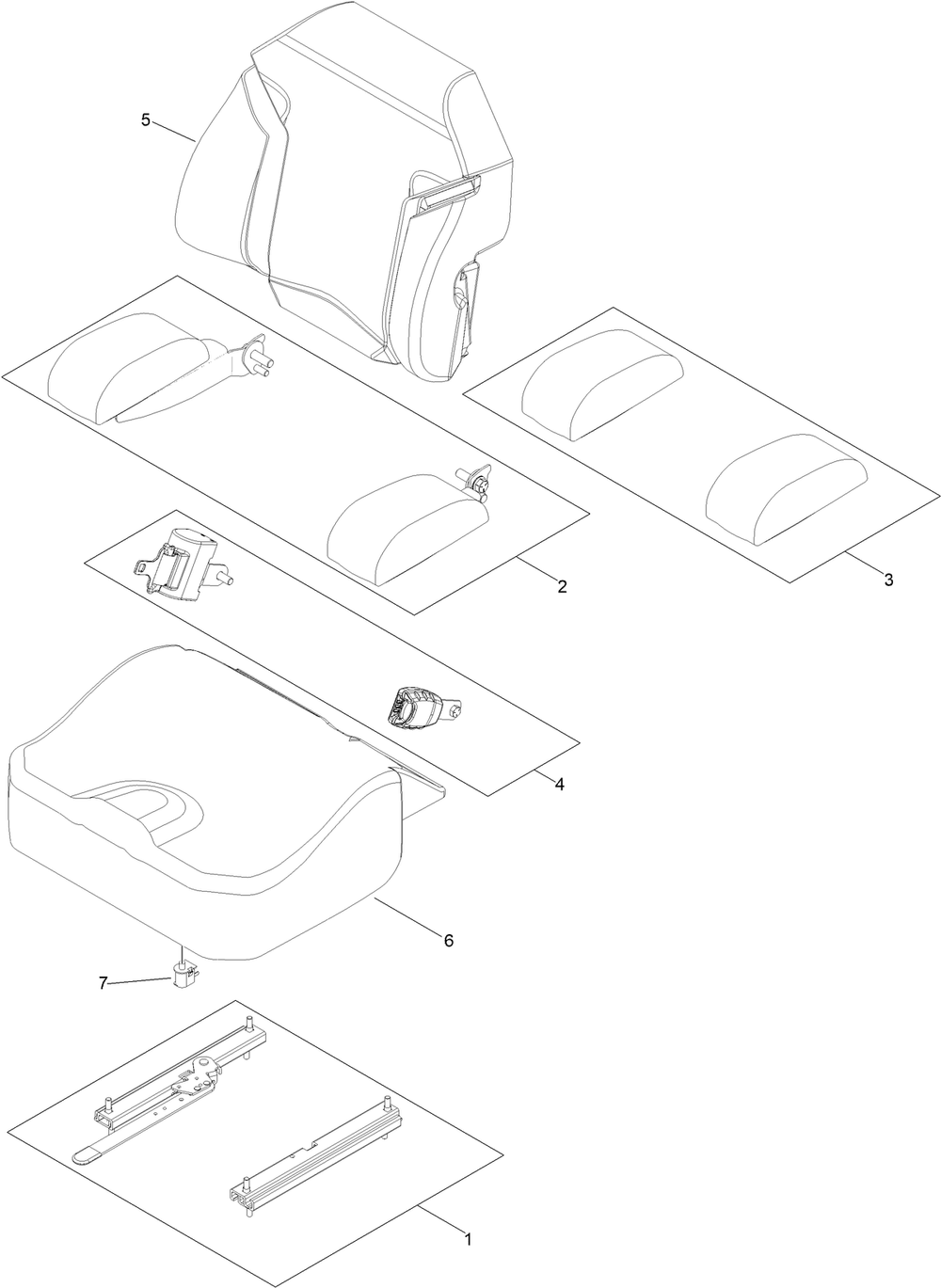 Seat Assembly Diagram and Parts List for 411423789-411423792 Toro Lawn Tractor