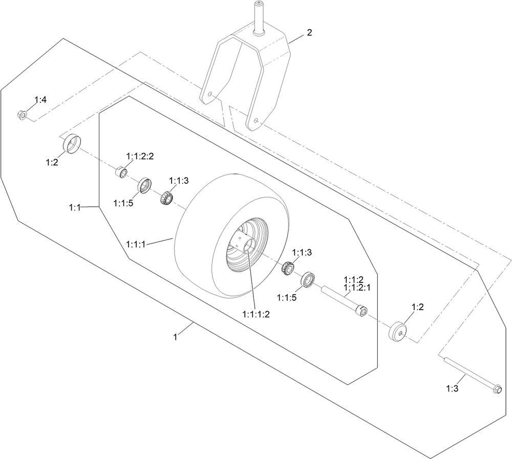 Caster Wheel And Fork Assembly Diagram and Parts List for 416414584 - 417299999 Toro Lawn Tractor