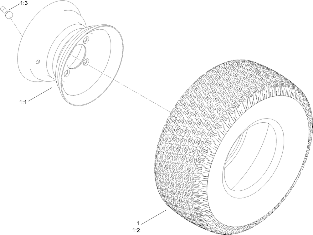 Tire Assembly Diagram and Parts List for 414000000 - 414557041 Toro Lawn Tractor