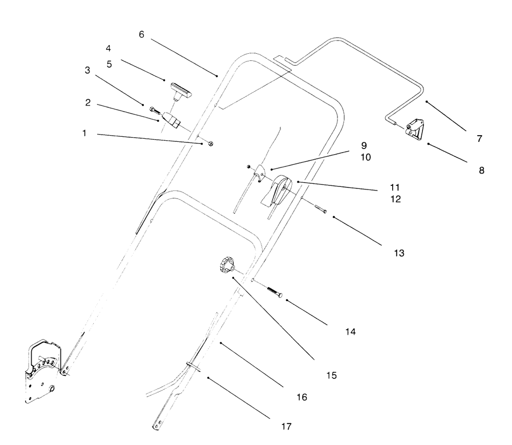 Handle Assembly Diagram and Parts List for 6900001 - 6999999 Toro Lawn Mower