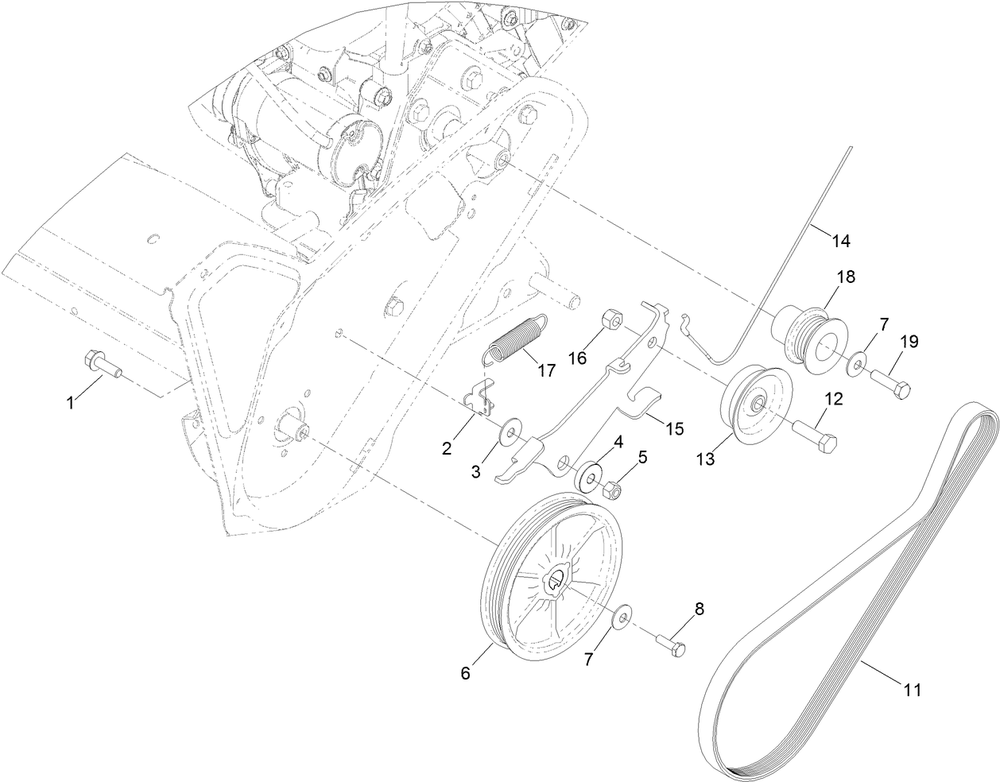 Rotor Drive Assembly Diagram and Parts List for 409000000 - 412999999 Toro Snow Blower