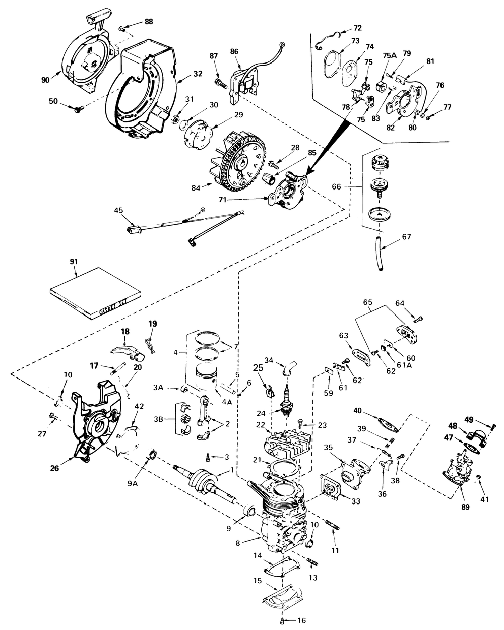 Engine Assembly (Continued) Engine Tecumseh Model No. Ah520 Type 1602a & 1603b Diagram and Parts List for 4000001 - 4999999 Toro Snow Blower