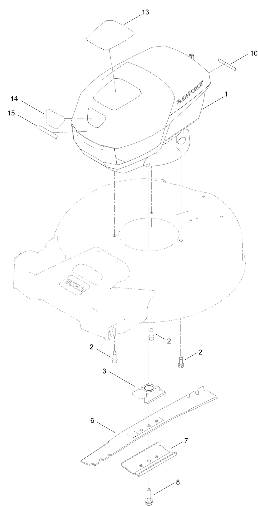 Motor Module And Blade Assembly Diagram and Parts List for 400000000 - 999999999 Toro Lawn Mower