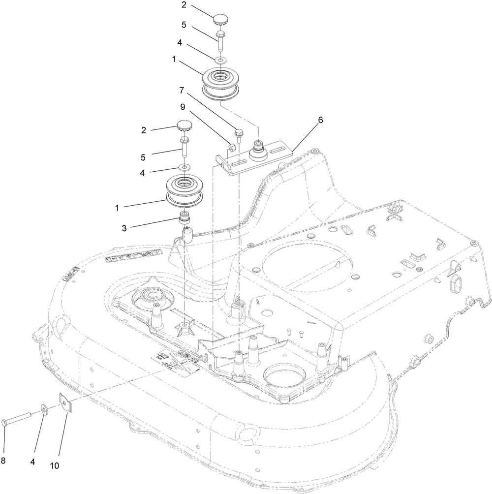 Pulleys And Idler Assembly Diagram and Parts List for 405320000-407749999 Toro Lawn Mower