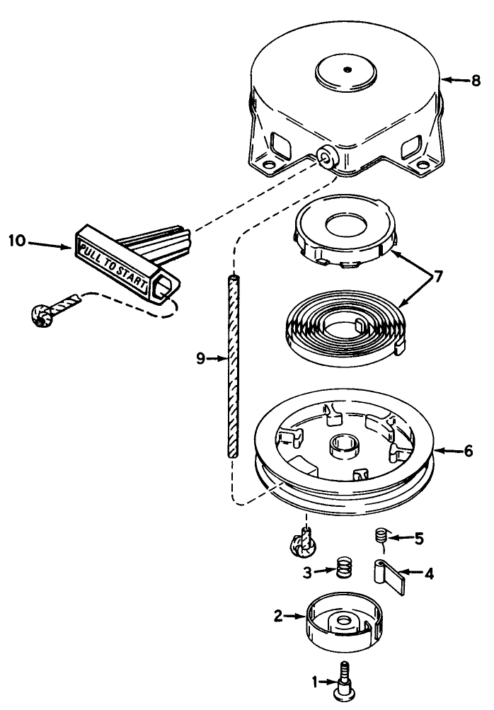 Recoil Starter No. 590537 Diagram and Parts List for 0000001 - 0999999 Toro Snow Blower