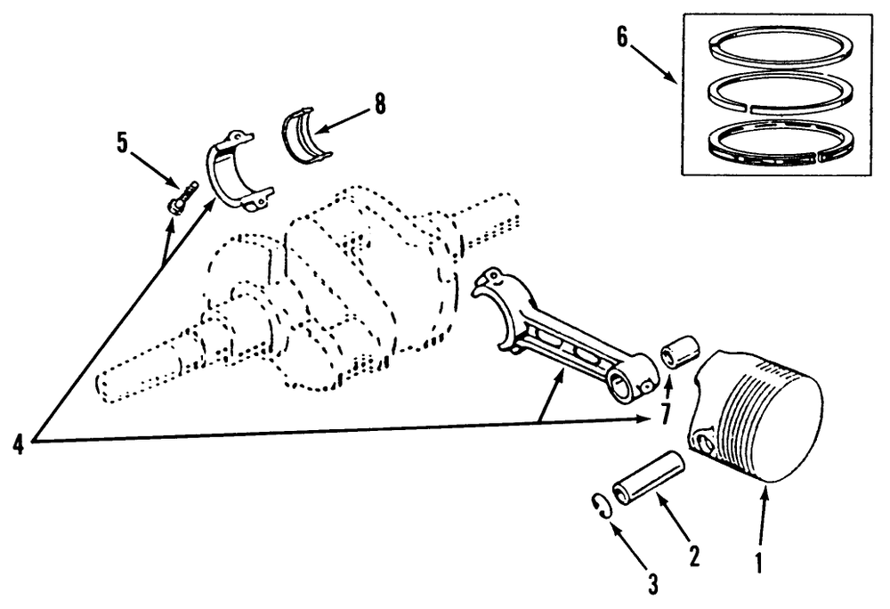Piston And Rod Diagram and Parts List for  Toro Lawn Tractor