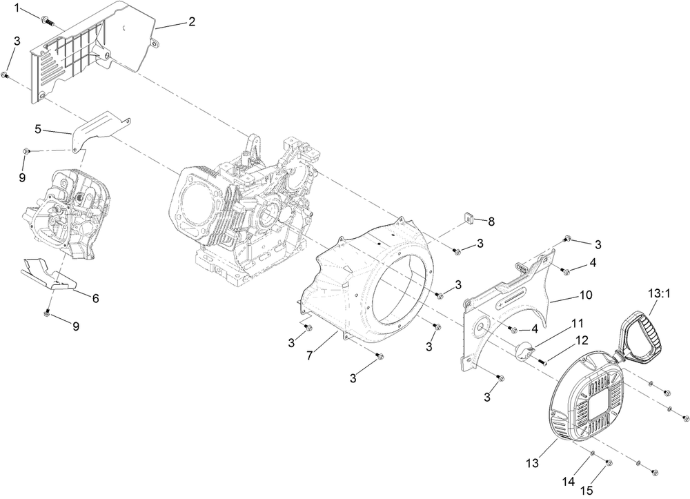 Blower Housing And Shrouds Assembly Diagram and Parts List for 409000000 - 999999999 Toro Snow Blower