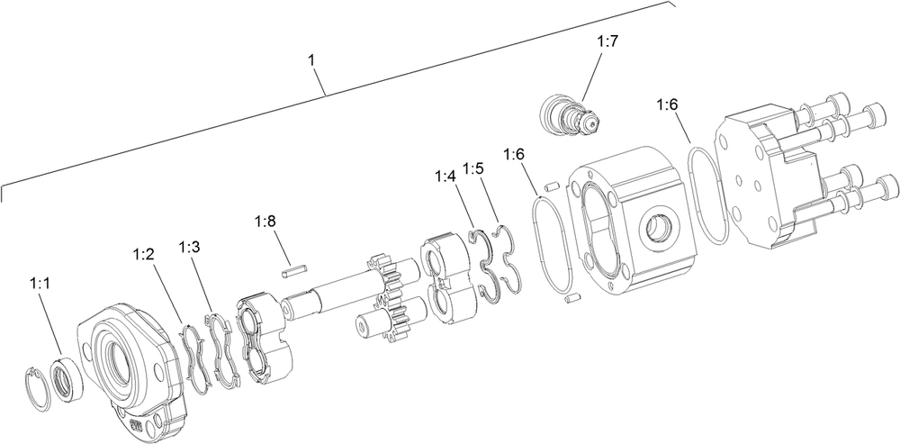 Hydraulic Gear Pump Assembly No. 132-8954 Diagram and Parts List for 413000000 - 999999999 Toro Cement Mixer