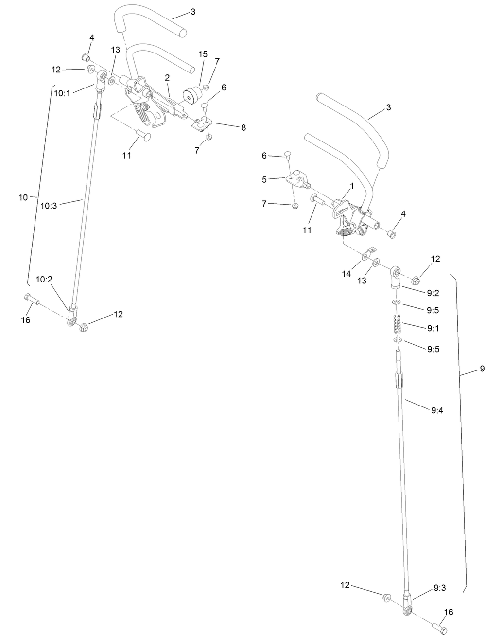 Motion Control Assembly Diagram and Parts List for 403254000-404314199 Toro Lawn Mower