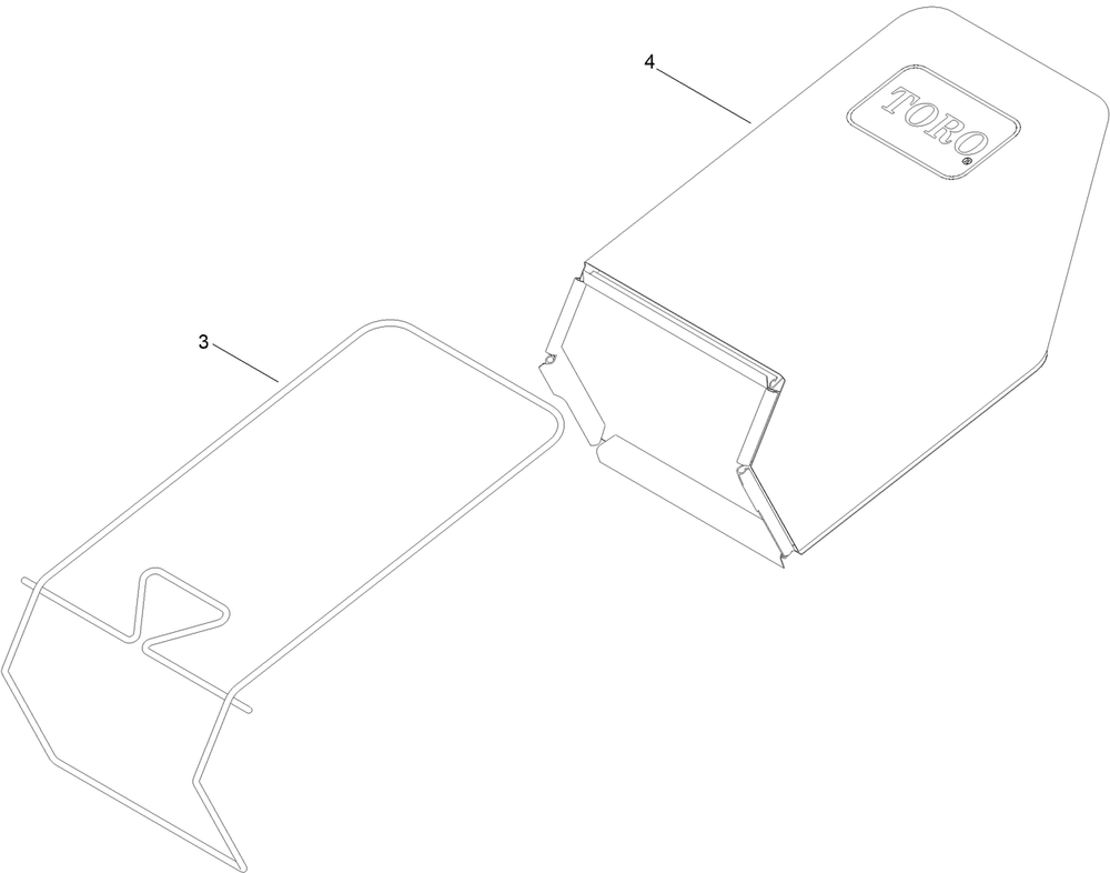 Rear Bag Assembly Diagram and Parts List for 411998892 - 999999999 Toro Lawn Mower