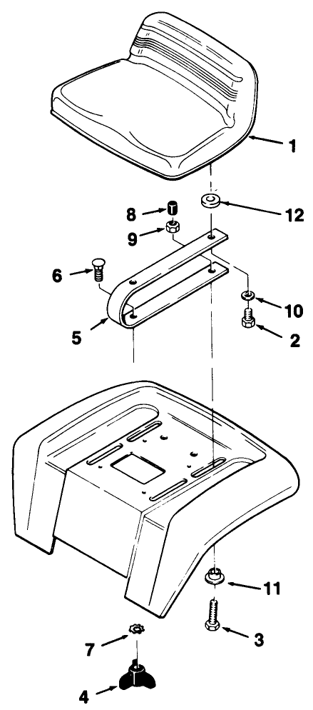 Seat Assembly (210-5 & 210-H) Diagram and Parts List for 1000001 - 1999999 Toro Lawn Tractor